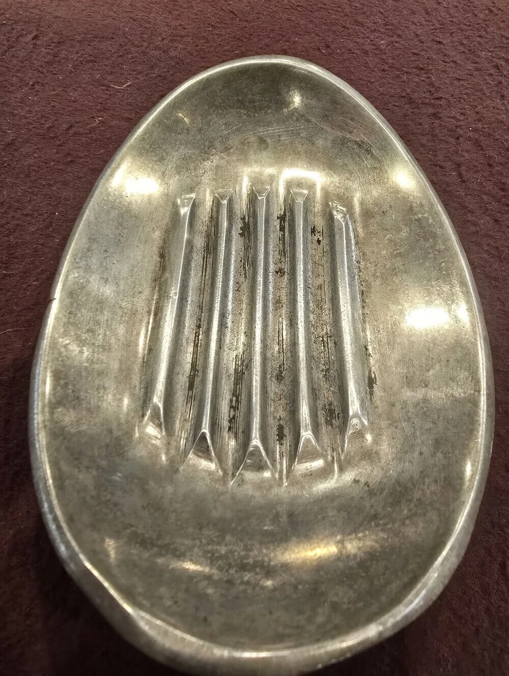 Vintage MCM Style Metal/Pewter Soap Dish